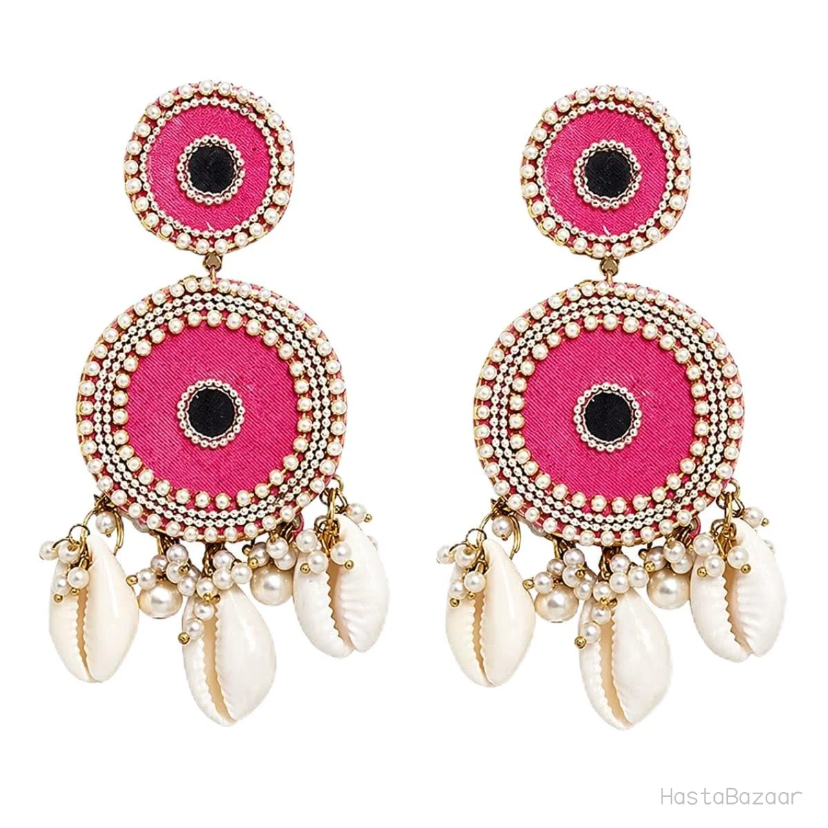 KHOJ.CITY Pink Boho Drop Earrings