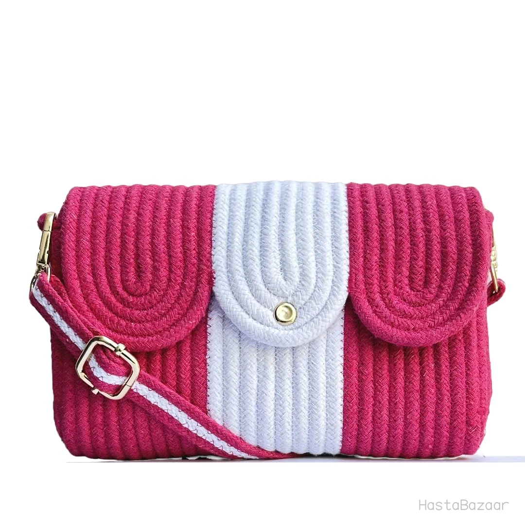 Tvineco Pink Macramé Mobile Sling Bag