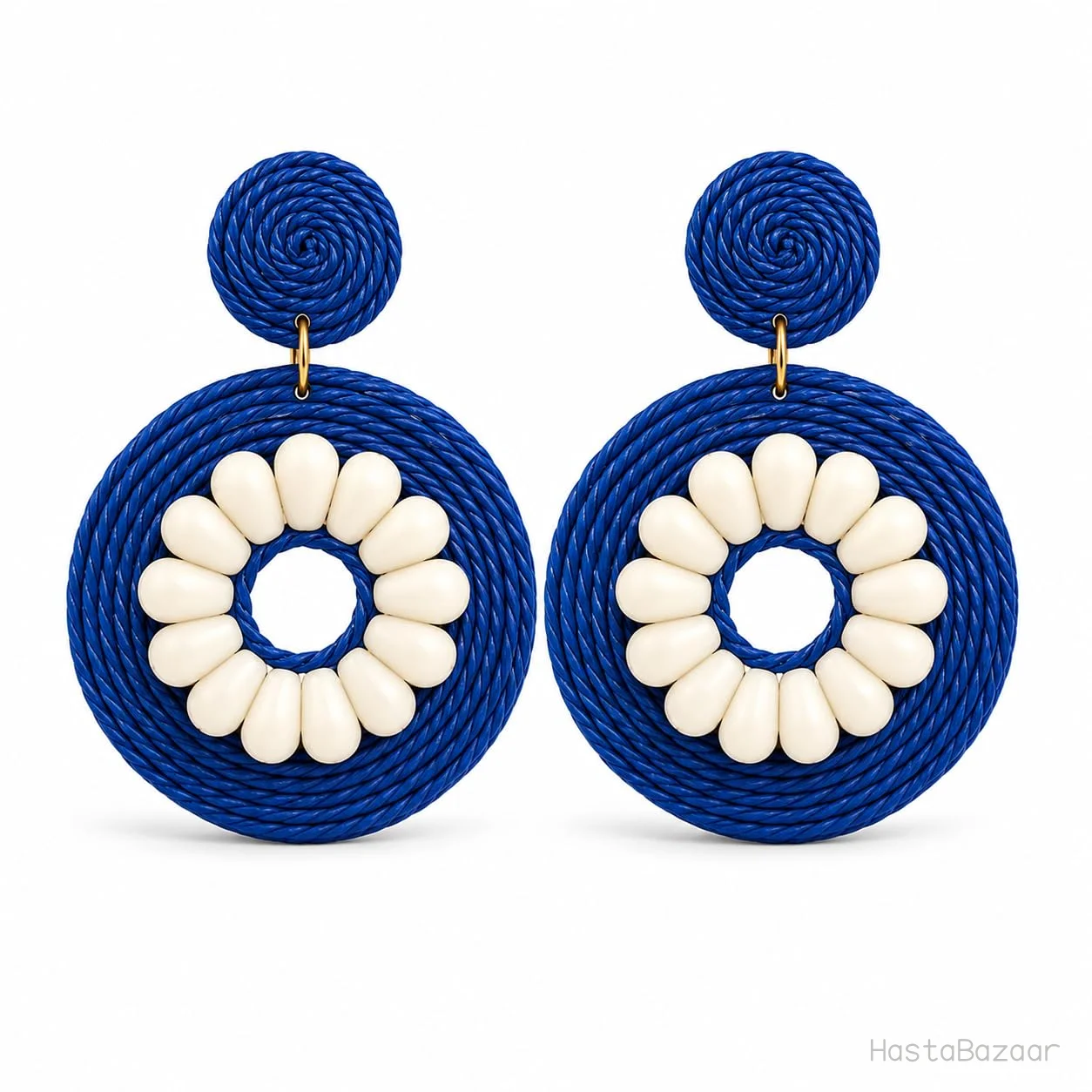 TR HAUTE Blue Woven Hoop Drop Earrings