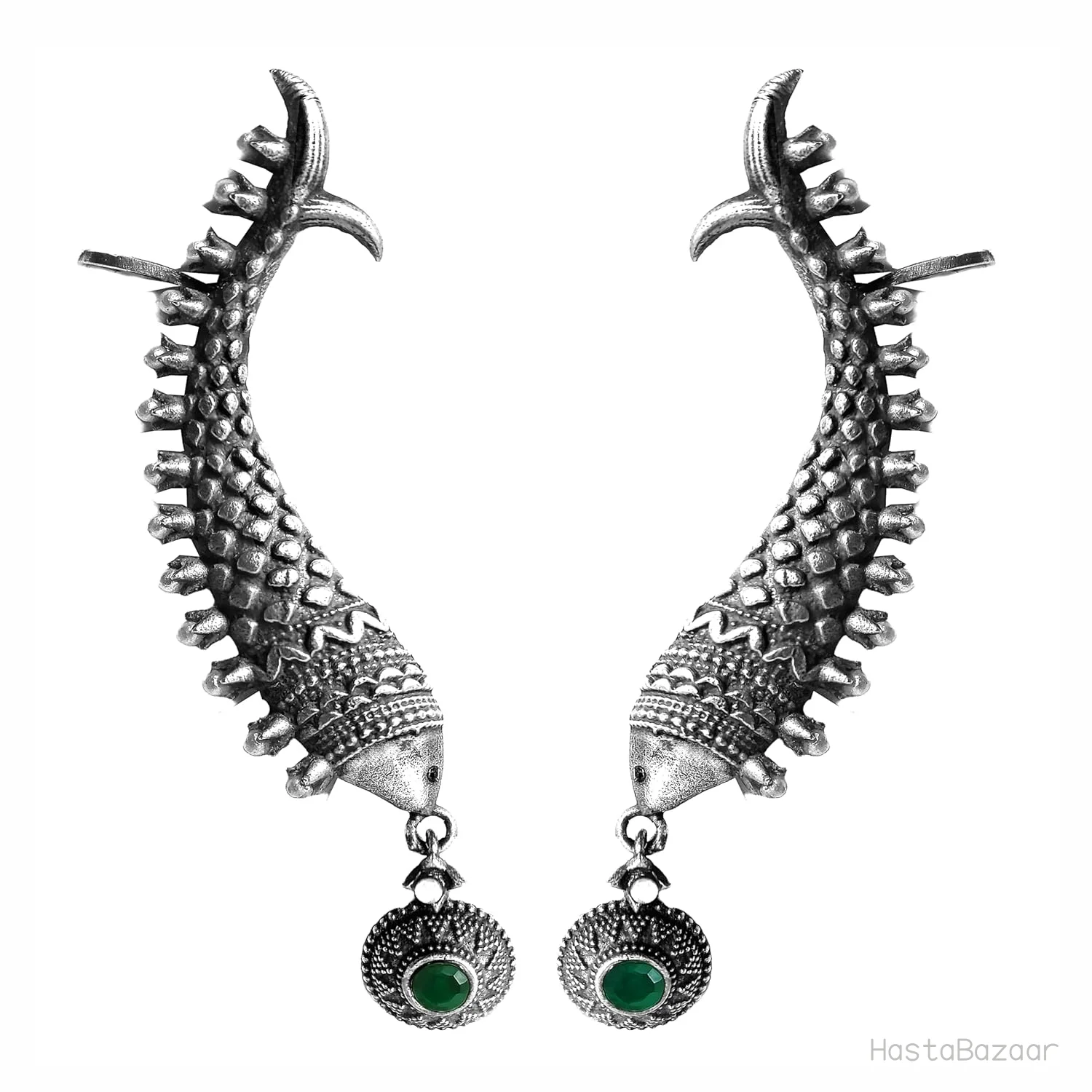 Fish-Style Oxidised Ear Cuffs
